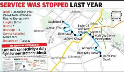 Raipur To Pune Bus Route Map City Buses Return To New Sectors After Toi Report, On 2 Key Routes |  Gurgaon News - Times Of India