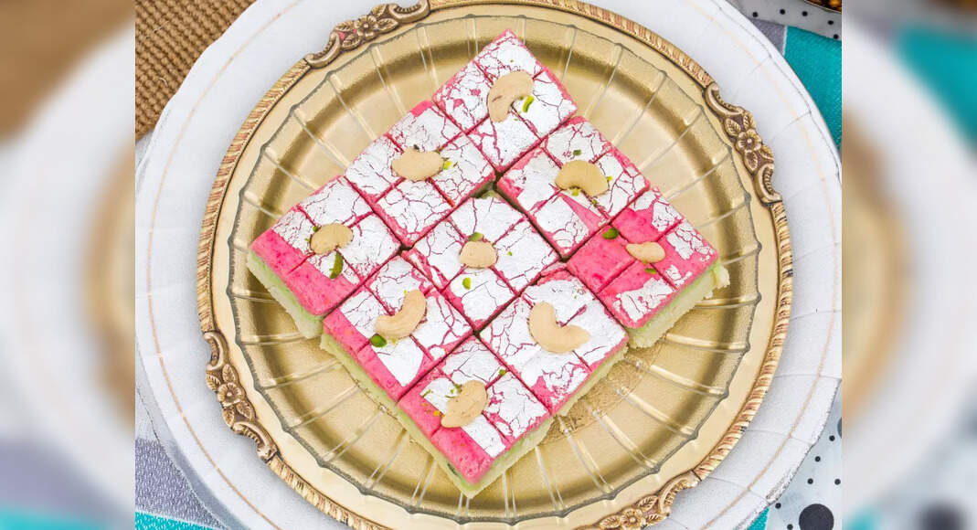 ​Rose Coconut Barfi Recipe: How To Make ​Rose Coconut Barfi At Home | Homemade ​Rose Coconut Barfi R