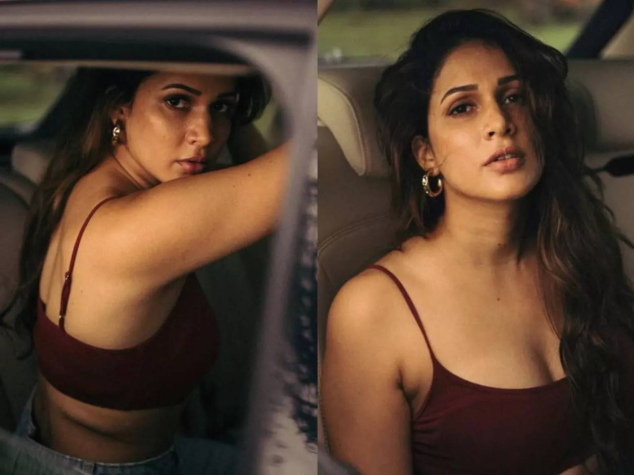 Pics Lavanya Tripathi turns the heat up by posing in a car Telugu Movie News image