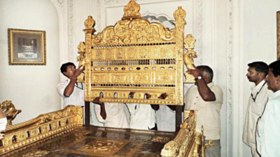 Mysuru: Golden Throne Assembled At Amba Vilas | Mysuru News - Times Of ...