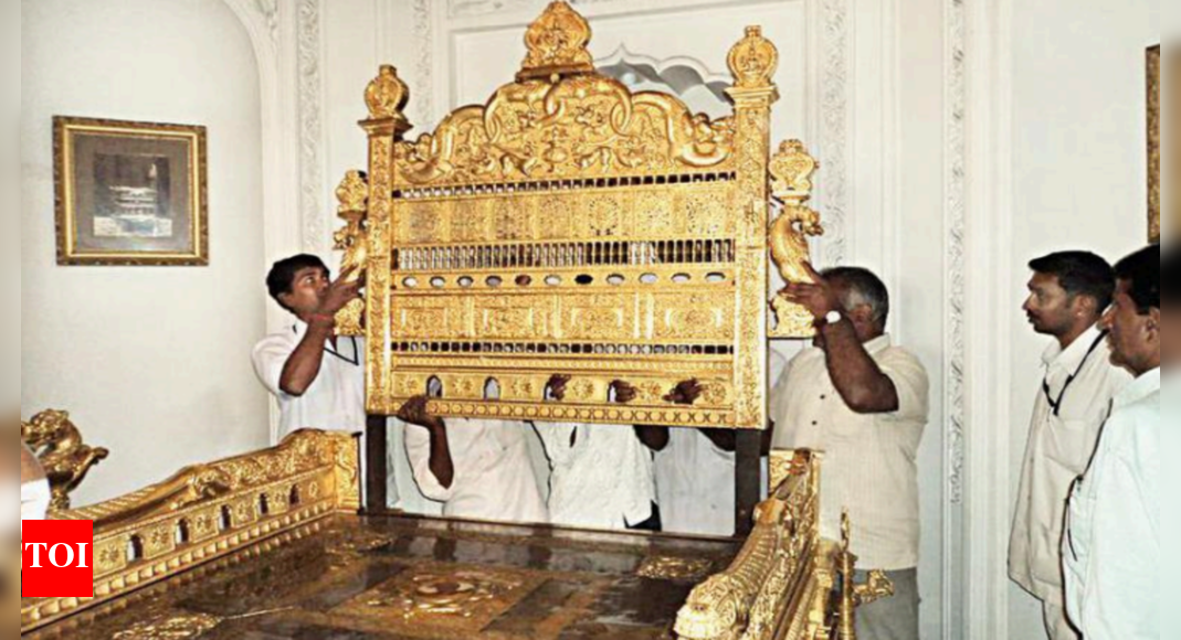 Palace Mysuru Golden throne assembled at Amba Vilas Mysuru News