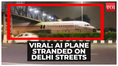 Viral video: Air India plane stuck under overbridge in Delhi