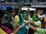 TMC workers celebrate Mamata Banerjee's victory in bypolls