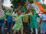 TMC workers celebrate Mamata Banerjee's victory in bypolls