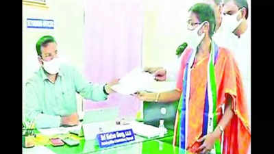 YSRCP candidate Dasari Sudha files nomination papers for Badvel bypoll