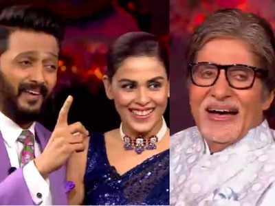 KBC 13 promo: Ritesh Deshmukh impresses Amitabh Bachchan by twisting his  famous dialogues for wife Genelia D'Souza - Times of India