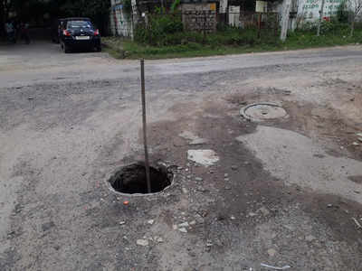 the open manhole..