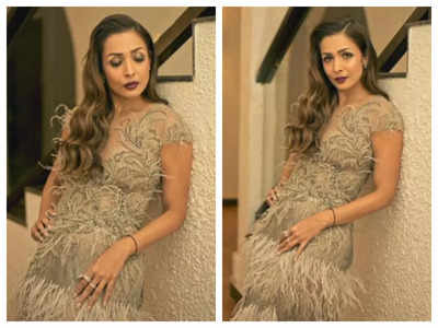 Malaika Arora is elegance personified in this sparkly feathered dress, see pics