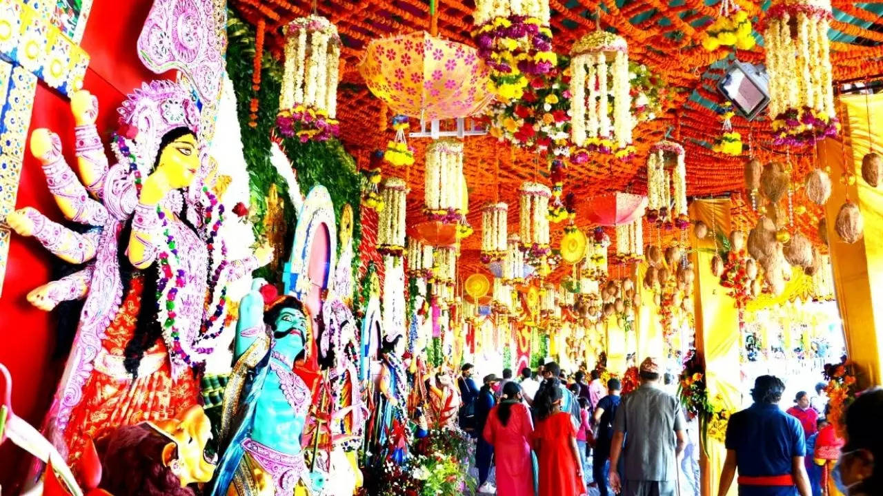 Mata Vaishno Devi Shrine decorated with flowers, fruits on ...