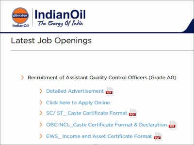 IOCL Recruitment 2021: Apply online for 71 AQCO posts