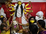 Durga Puja being celebrated with religious fervour