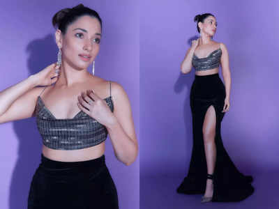 Tamannaah Bhatia's platinum bralette and wrap skirt is the party outfit of the season