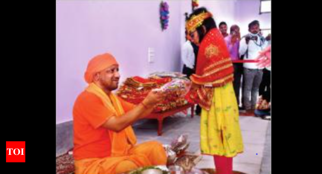 Up Cm Yogi Adityanath Performs Kanya Pujan At Gorakhnath Temple Varanasi News Times Of India 