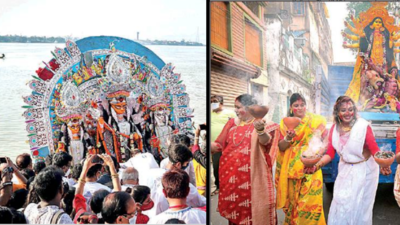 No carnival in Kolkata this year, 60% idols given send-off on Dashami