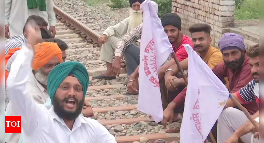 'Rail roko' protest: Farmers sit on railway tracks in Punjab, train ...