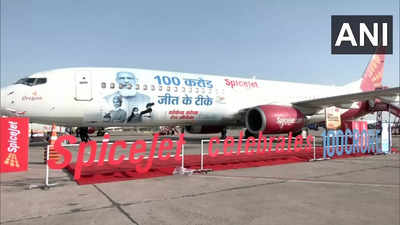 SpiceJet unveils special livery to celebrate 100 crore Covid-19 vaccine