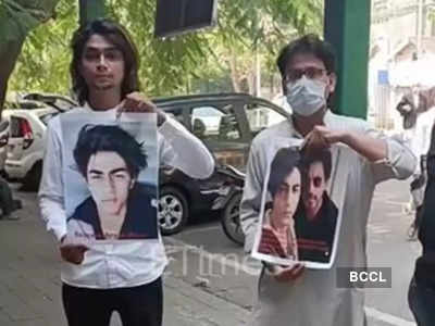 Shah Rukh Khan fans hold 'Release Aryan Khan’ posters outside court ahead of bail hearing