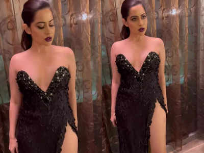 Bigg Boss OTT fame Urfi Javed makes heads turns with her risqué outfit at Filmfare Achievers Night; goes for an off-shoulder, high-slit gown