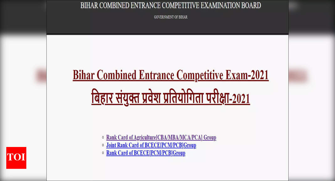 BCECE 2021 Rank Card: BCECE 2021 merit list/ rank card released ...