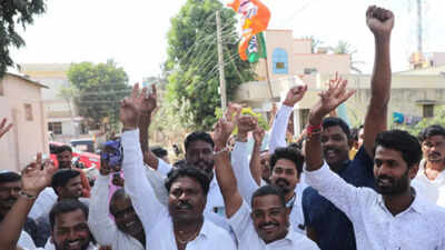 The BJP wrested Sindgi from the JD(S) by more than 30,000 votes and ceded Hangal seat to the Congress by over 7,000 votes in a tough battle.