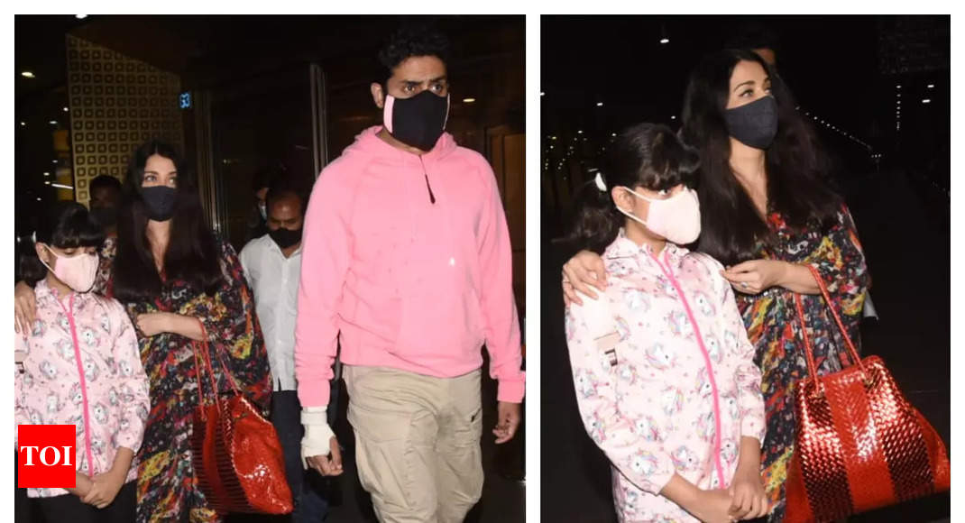 Aishwarya Rai gets snapped with Aaradhya, Abhishek Bachchan at airport,  makes a statement in Rs 2.2 lakh bag, WATCH