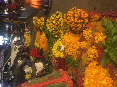 Public welcome Diwali with Gonda thoran.