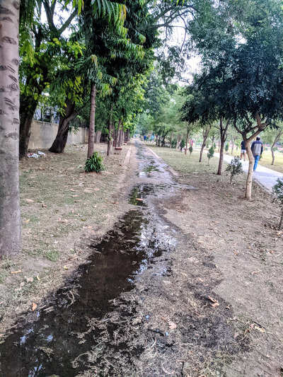 Treshry Water leakage spoiled jogging track.