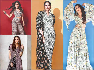 Sonakshi Sinha Kriti Sanon Nushrratt Bharuccha Karisma Kapoor tell you how to give your Diwali party outfit a contemporary spin Hindi Movie News Times of India