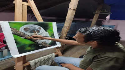 Navi Mumbai: Upset over wildlife destruction, activist draws attention on canvas