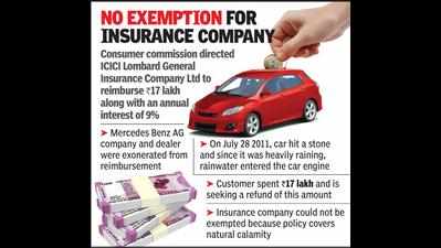 Merc damaged in rain, consumer panel tells insurer to pay Rs 17 