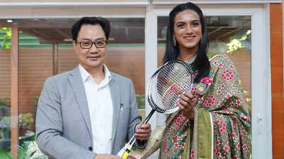PV Sindhu gifts top-quality badminton racket to Kiren Rijiju