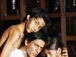 Doting dad Shah Rukh Khan along with his kids Aryan and Suhana
