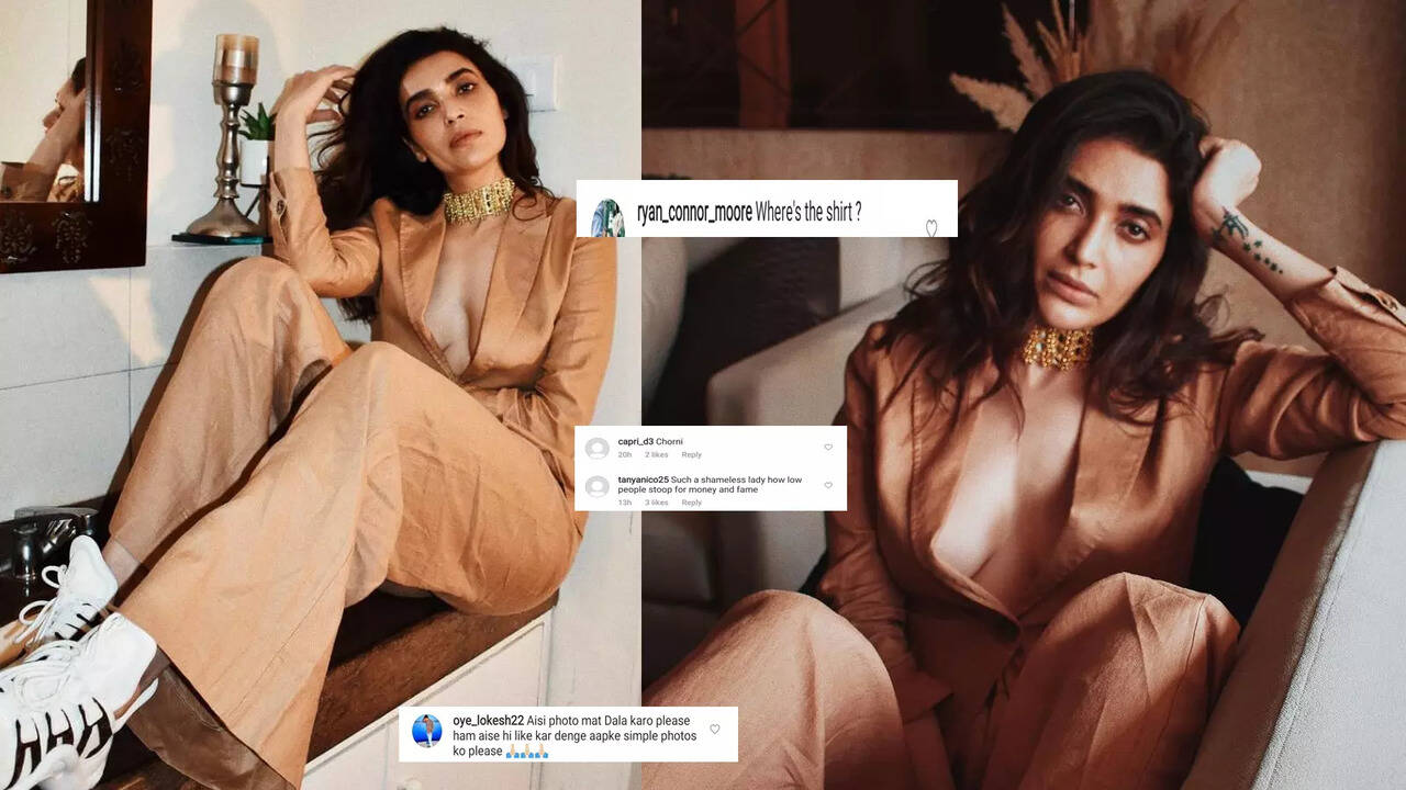 Karishma Tanna steams up the gram with a traffic-stopping androgynous suit  with a plunging neckline