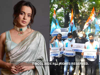 NSUI Mumbai protests against Kangana Ranaut's controversial statement, demands Padma Shri award be taken back