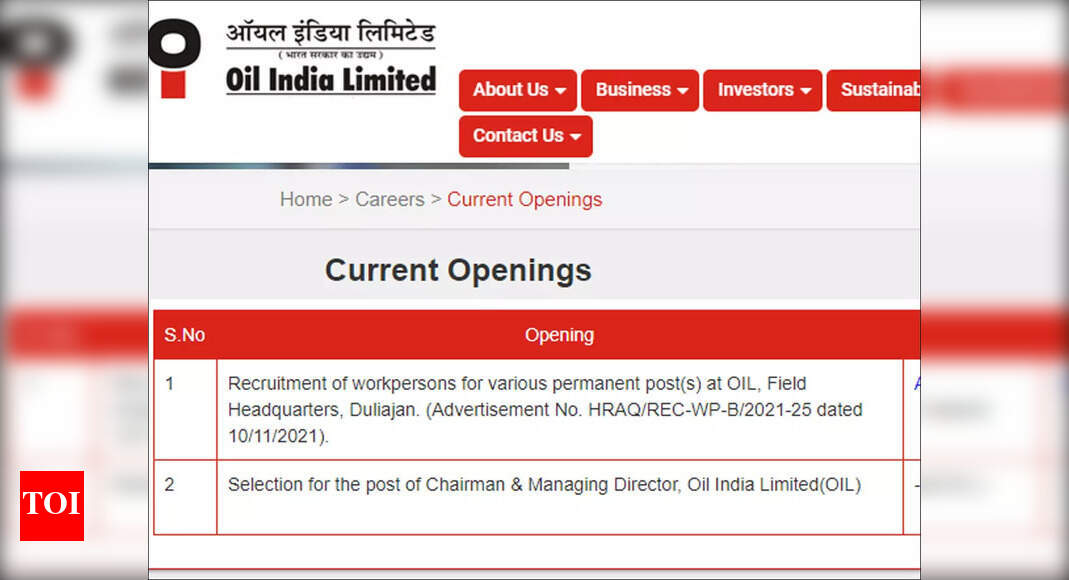 Oil India Recruitment 2021 OIL Recruitment 2021 Apply online for 146