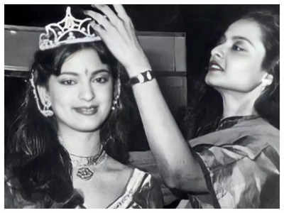 Juhi Chawla’s monochrome photo of Rekha crowning her Miss India 1984 goes viral; fans can't get over her beauty