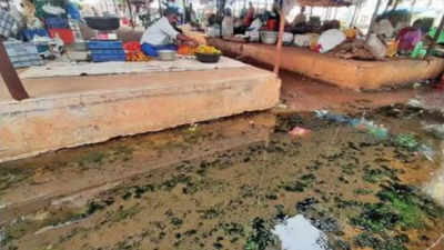 Madurai: Stagnant rainwater troubles vendors, customers in Mattuthavani market