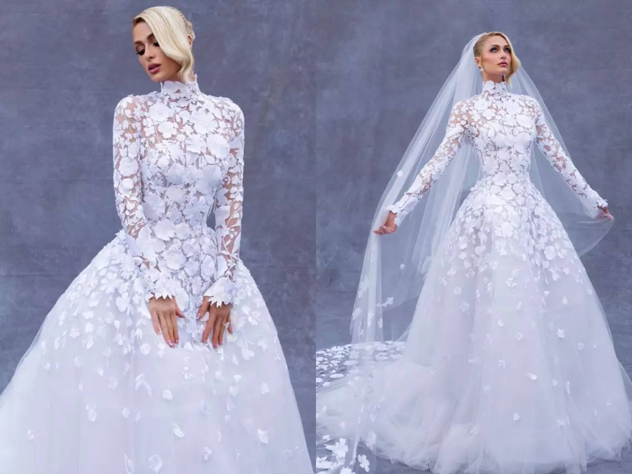 Paris Hilton marries in a fairytale lace gown