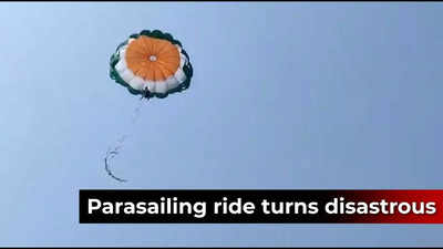 Diu: Mid-air parasailing scare caught on cam