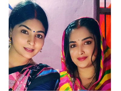 'Saajan': Rambha Sahani shares a few selfies with co-star Aamrapali Dubey from the set