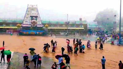 Andhra Pradesh: Tirumala caught in massive flood, flights to Tirupati hit