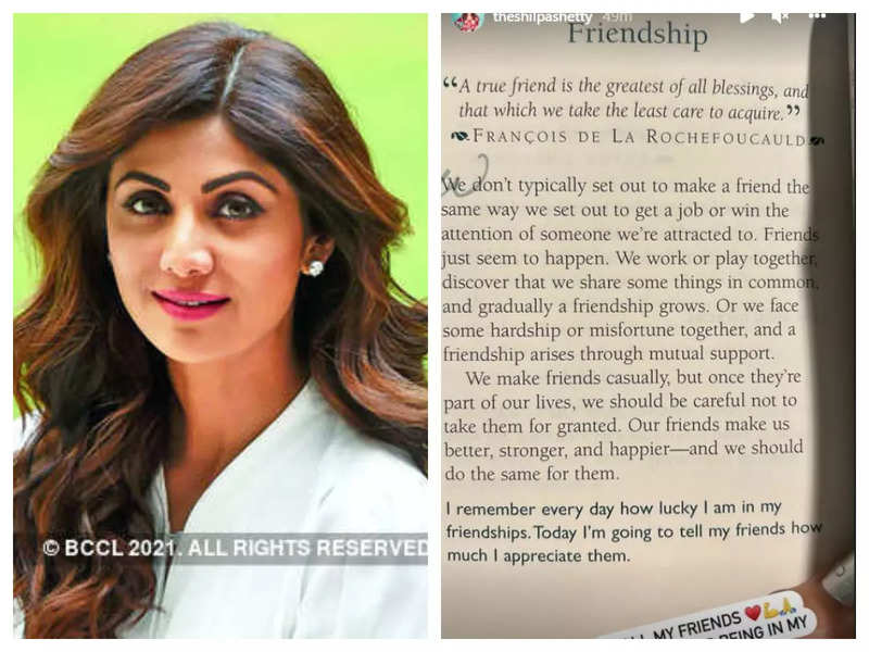 Shilpa Shetty shares a post on 'friendship', thanks her friends for being in her life – See pic