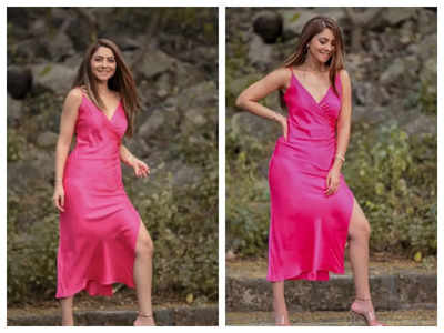 Sonalee Kulkarni looks absolutely stunning in this pink thigh slit gown; See pic