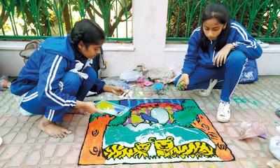 Kids bring alive animal world through rangolis | Lucknow News - Times of  India