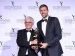 Thomas Bellut, Director General of ZDF poses backstage with retired NBA Champion Dirk Nowitzki