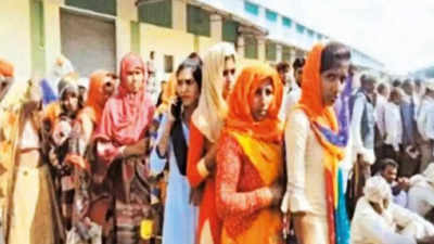 Girls bunk classes to stand in queue for DAP in MP's Bundelkhand