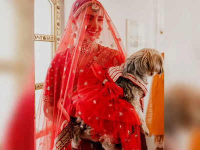 Patralekhaa got a customised dress for her pet Gaga to match her bridal ensemble