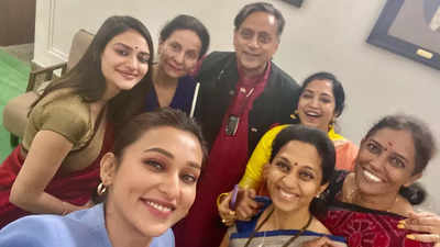 Tharoor's selfie with six women MPs with 'attractive place to work' tweet sparks row