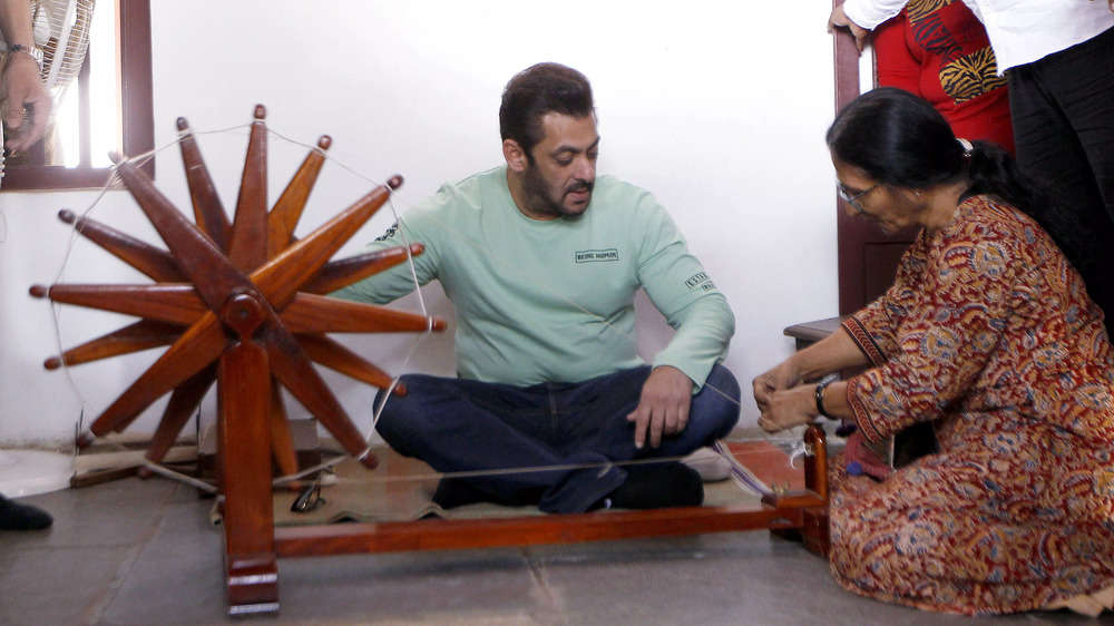 In pics: Salman Khan visits Sabarmati Ashram, spins charkha