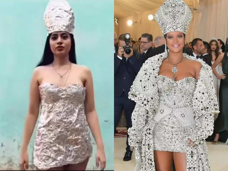 Bigg Boss OTT fame Urfi Javed wears an outfit made of aluminium foil; re-creates pop icon Rihanna’s Met Gala look